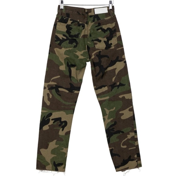 RE/DONE NWT HIGH RISE STOVE PIPE CAMO JEANS LUXURY DESIGNER UPCYCLE BRAND - Picture 4 of 14